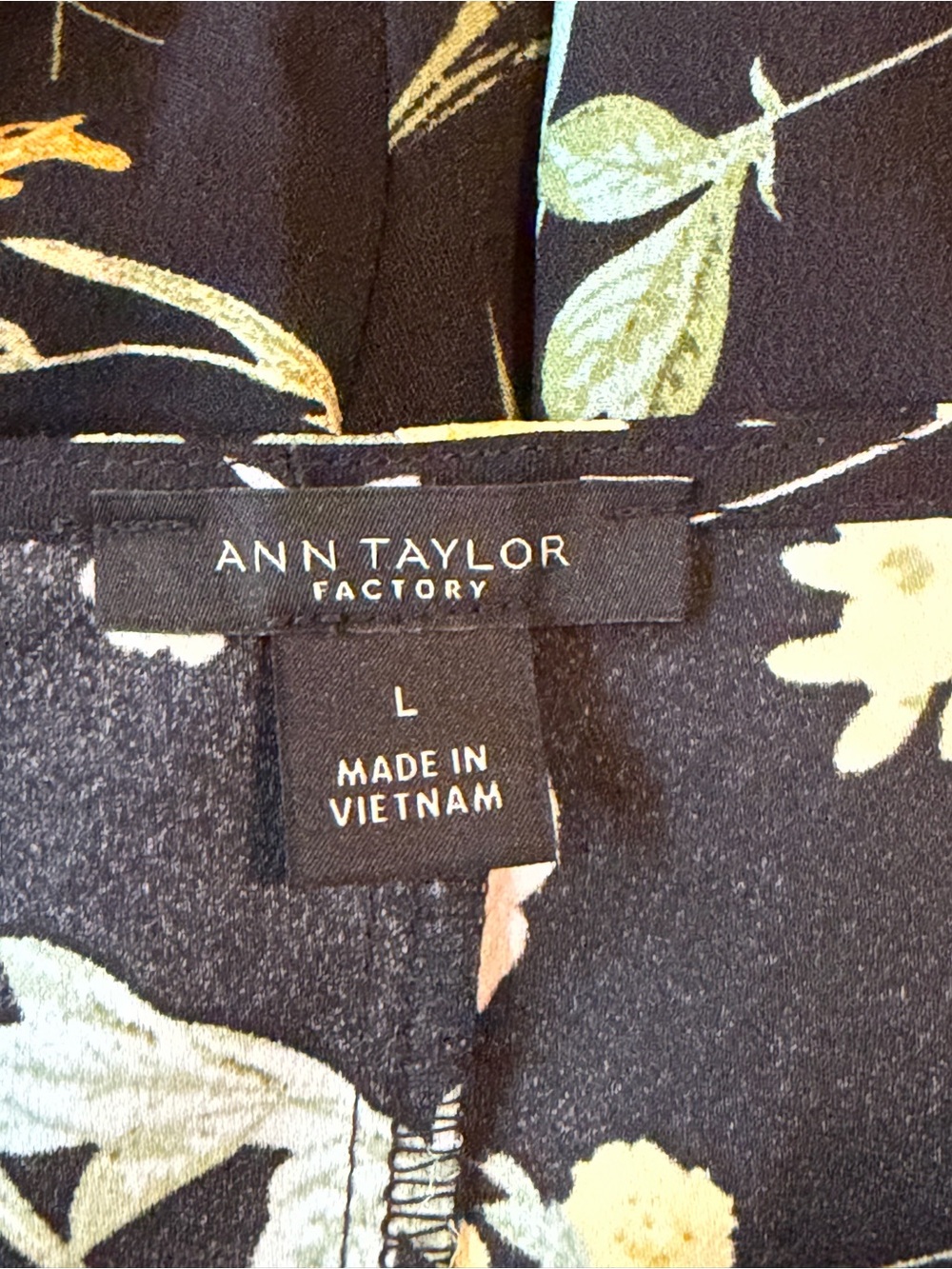 Ann Taylor Black Floral Square Neck Peplum Blouse - Picture 5 of 5